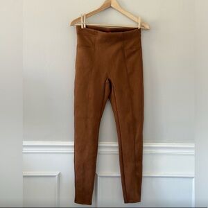 NWOT Spanx Brown Suede Faux Leather Leggings - M